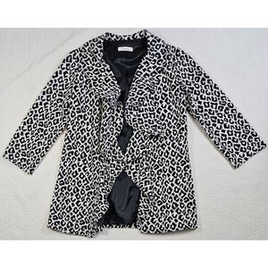 Calvin Klein Ruffled Open Front Leopard Print Cardigan Jacket